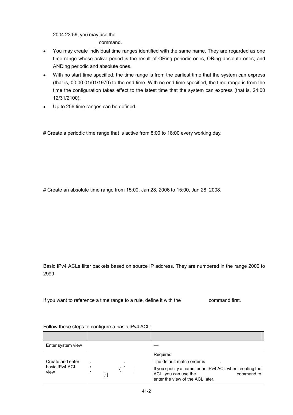 Configuration examples, Configuring a basic ipv4 acl, Configuration prerequisites | Configuration procedure | H3C Technologies H3C WX6000 Series Access Controllers User Manual | Page 410 / 678
