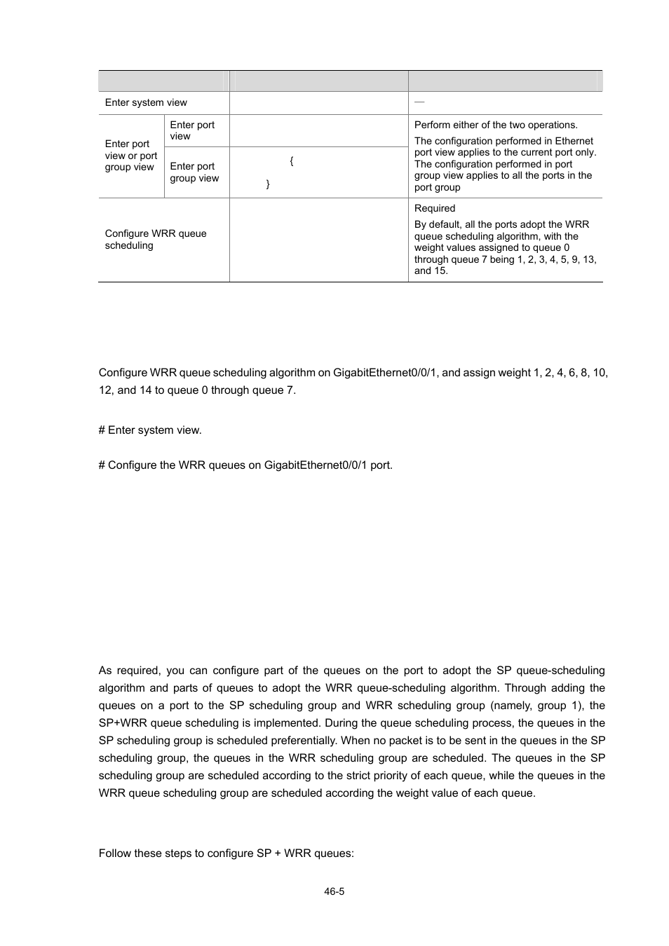 Configuration examples, Network requirements, Configuration procedure | Configuring sp+wrr queues | H3C Technologies H3C WX6000 Series Access Controllers User Manual | Page 445 / 678