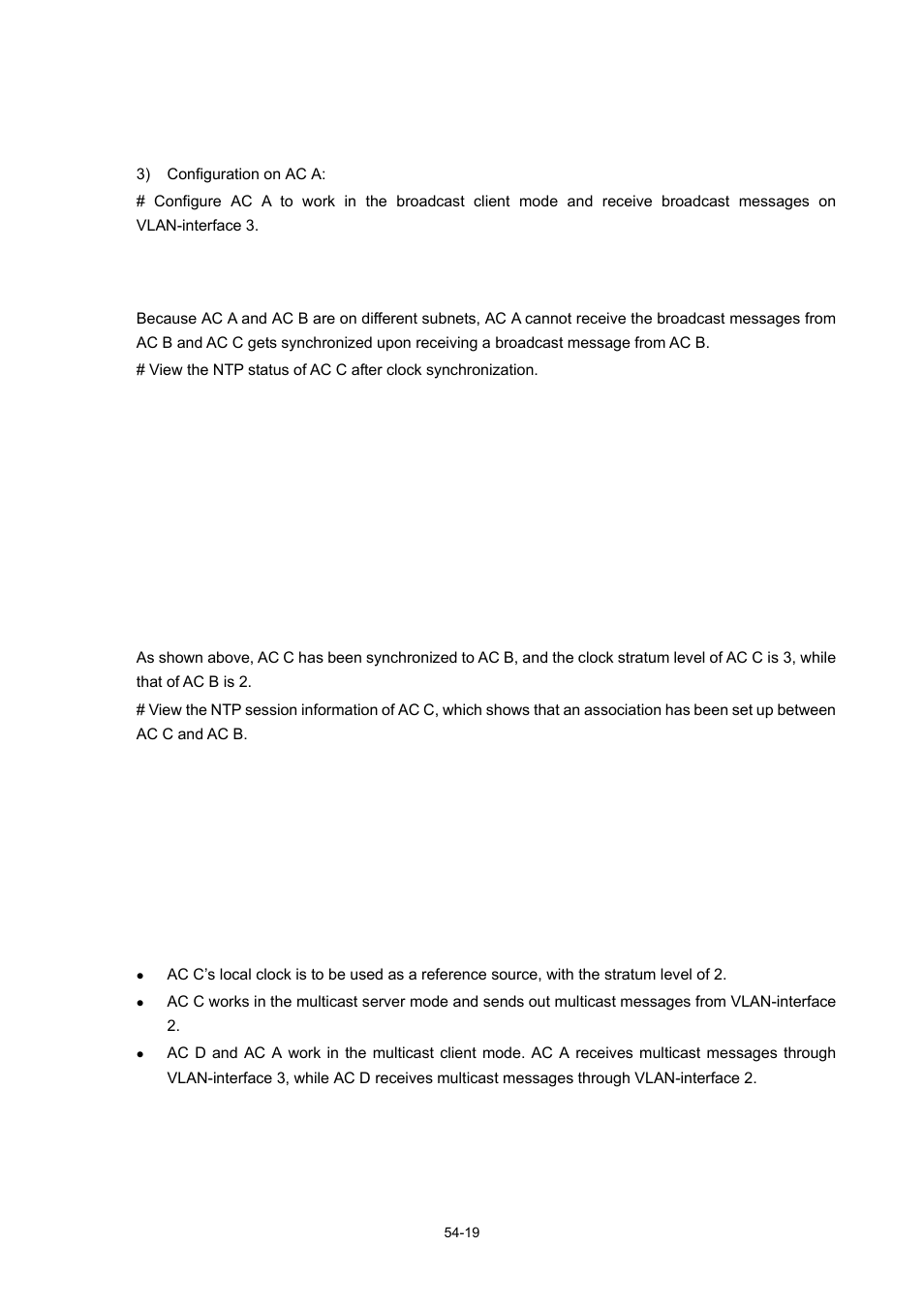Configuring ntp multicast mode, Network requirements | H3C Technologies H3C WX6000 Series Access Controllers User Manual | Page 504 / 678