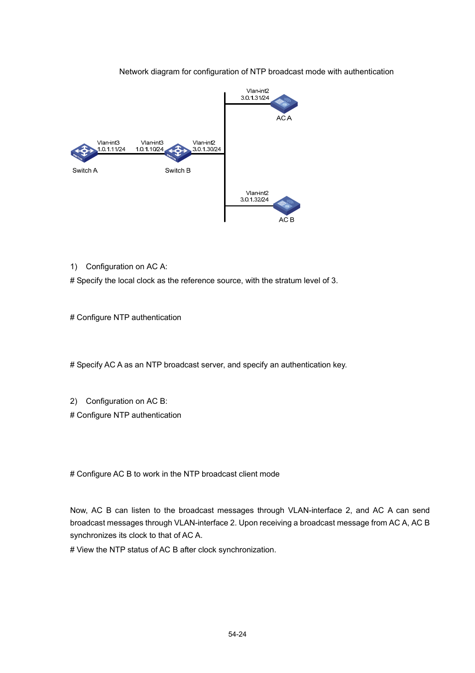 Network diagram, Configuration procedure | H3C Technologies H3C WX6000 Series Access Controllers User Manual | Page 509 / 678