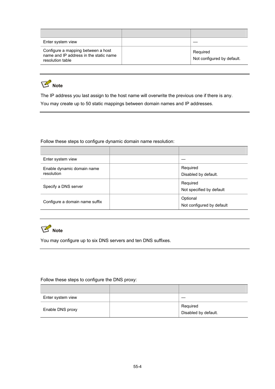 Configuring dynamic domain name resolution, Configuring the dns proxy | H3C Technologies H3C WX6000 Series Access Controllers User Manual | Page 514 / 678