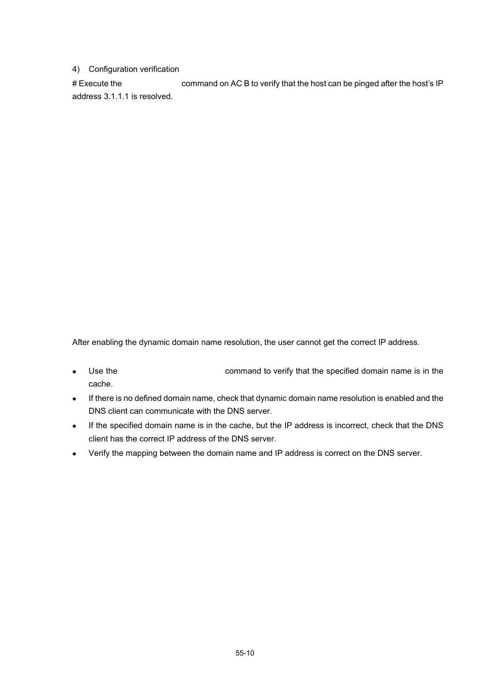 Troubleshooting dns configuration, Symptom, Solution | H3C Technologies H3C WX6000 Series Access Controllers User Manual | Page 520 / 678