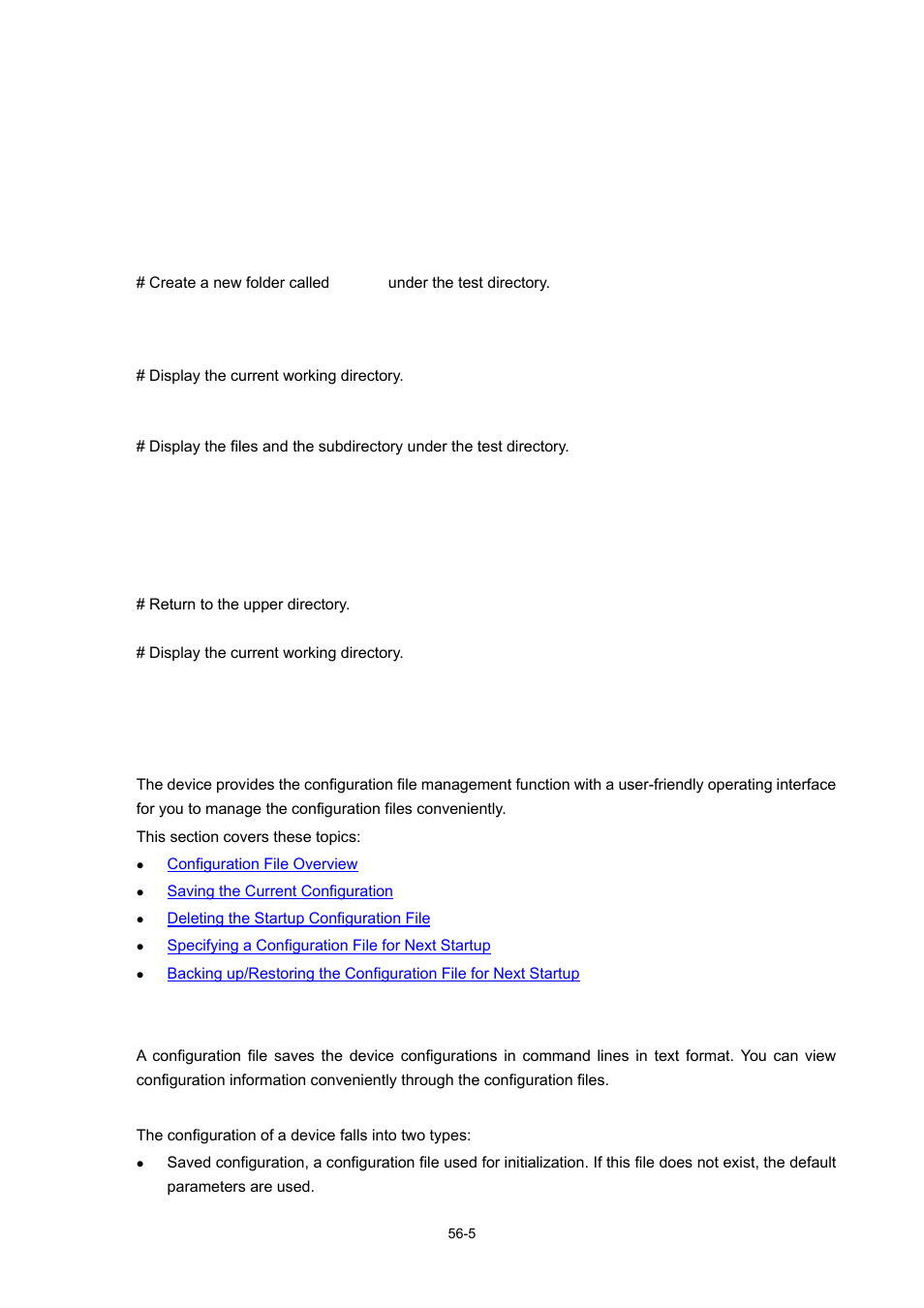 Configuration file management, Configuration file overview, Types of configuration | H3C Technologies H3C WX6000 Series Access Controllers User Manual | Page 525 / 678