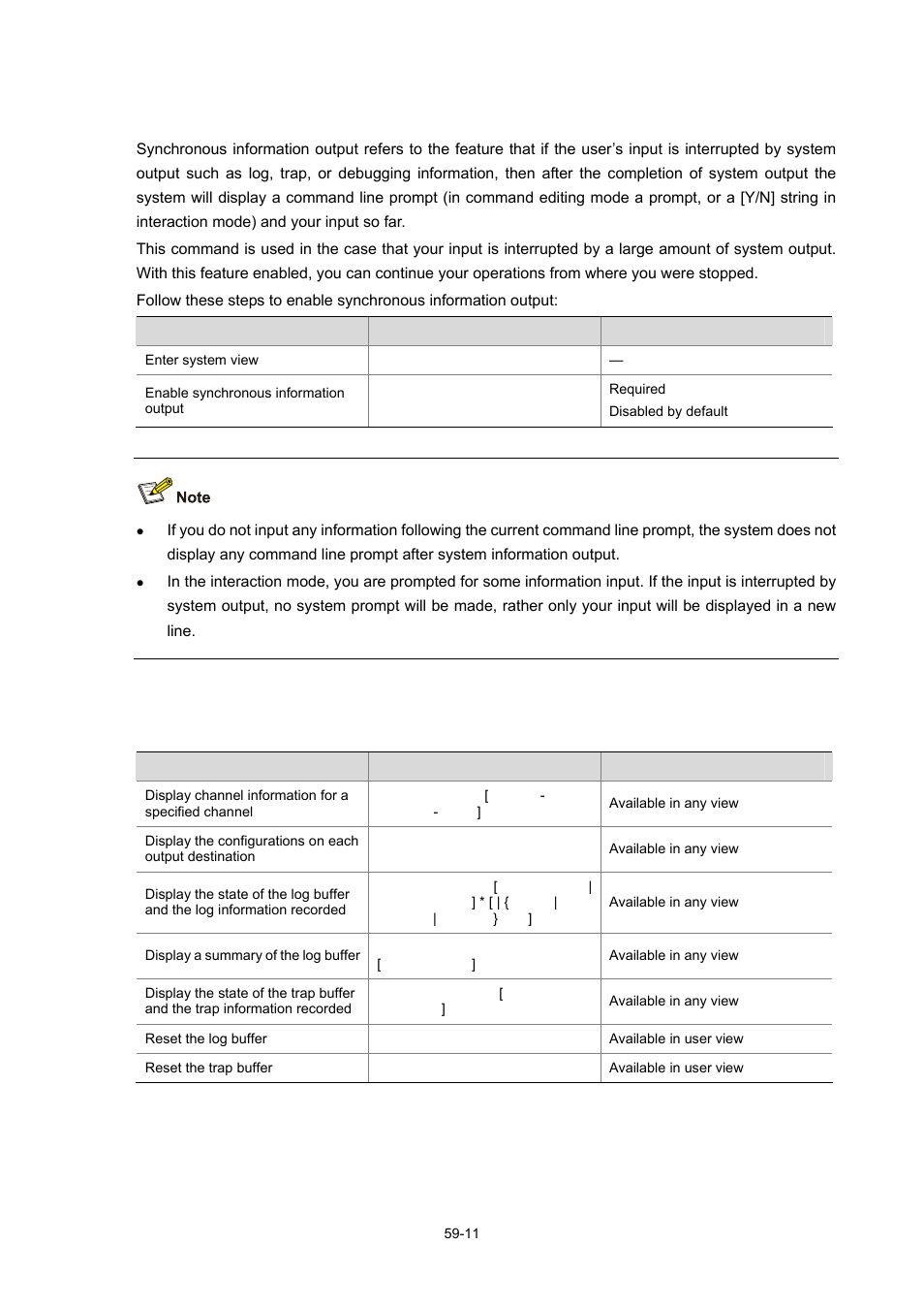 Configuring synchronous information output, Displaying and maintaining information center | H3C Technologies H3C WX6000 Series Access Controllers User Manual | Page 553 / 678