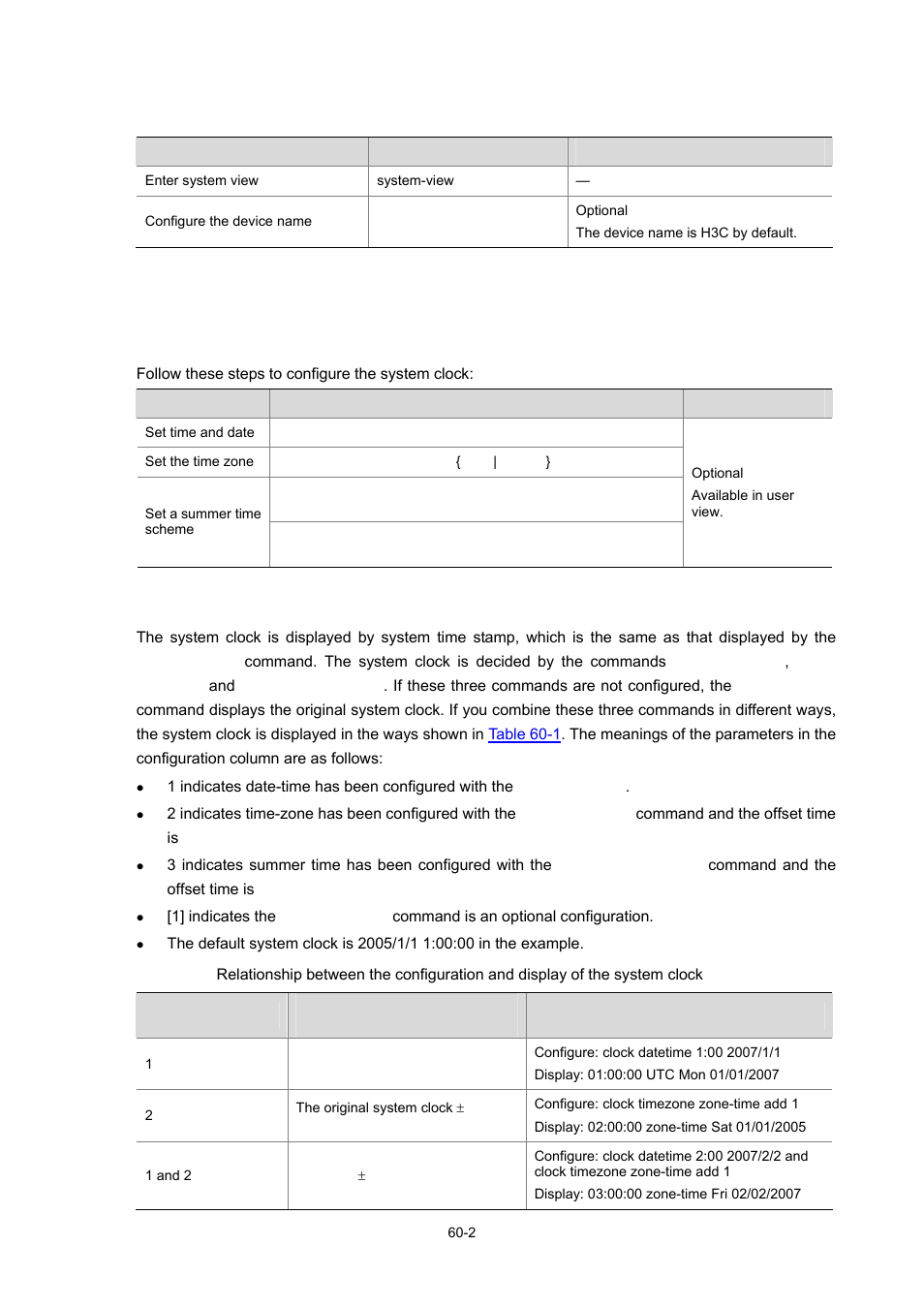 Configuring the device name, Configuring the system clock, Displaying the system clock | 2 configuring the system clock | H3C Technologies H3C WX6000 Series Access Controllers User Manual | Page 560 / 678
