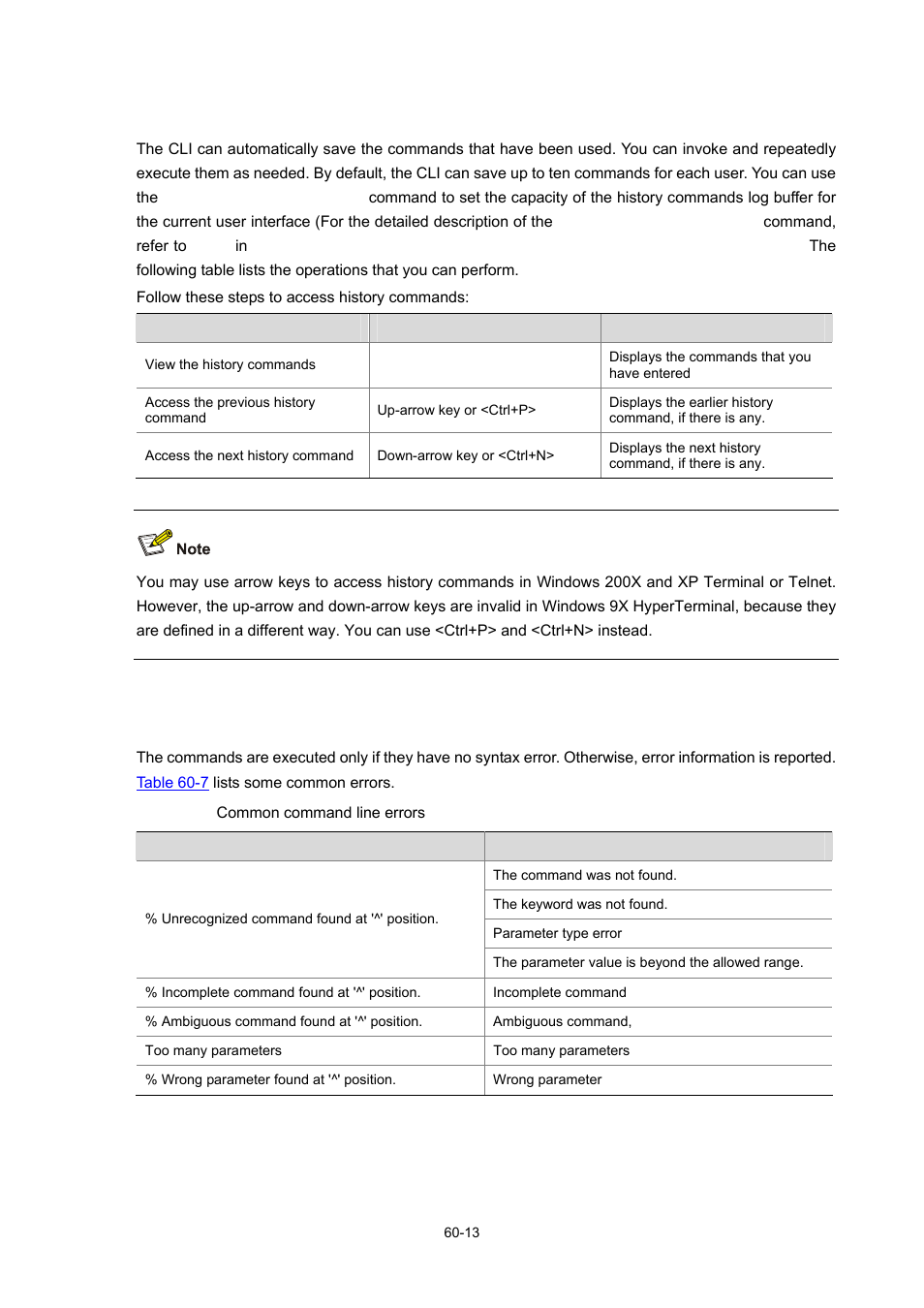 Saving history commands, Command line error information | H3C Technologies H3C WX6000 Series Access Controllers User Manual | Page 571 / 678
