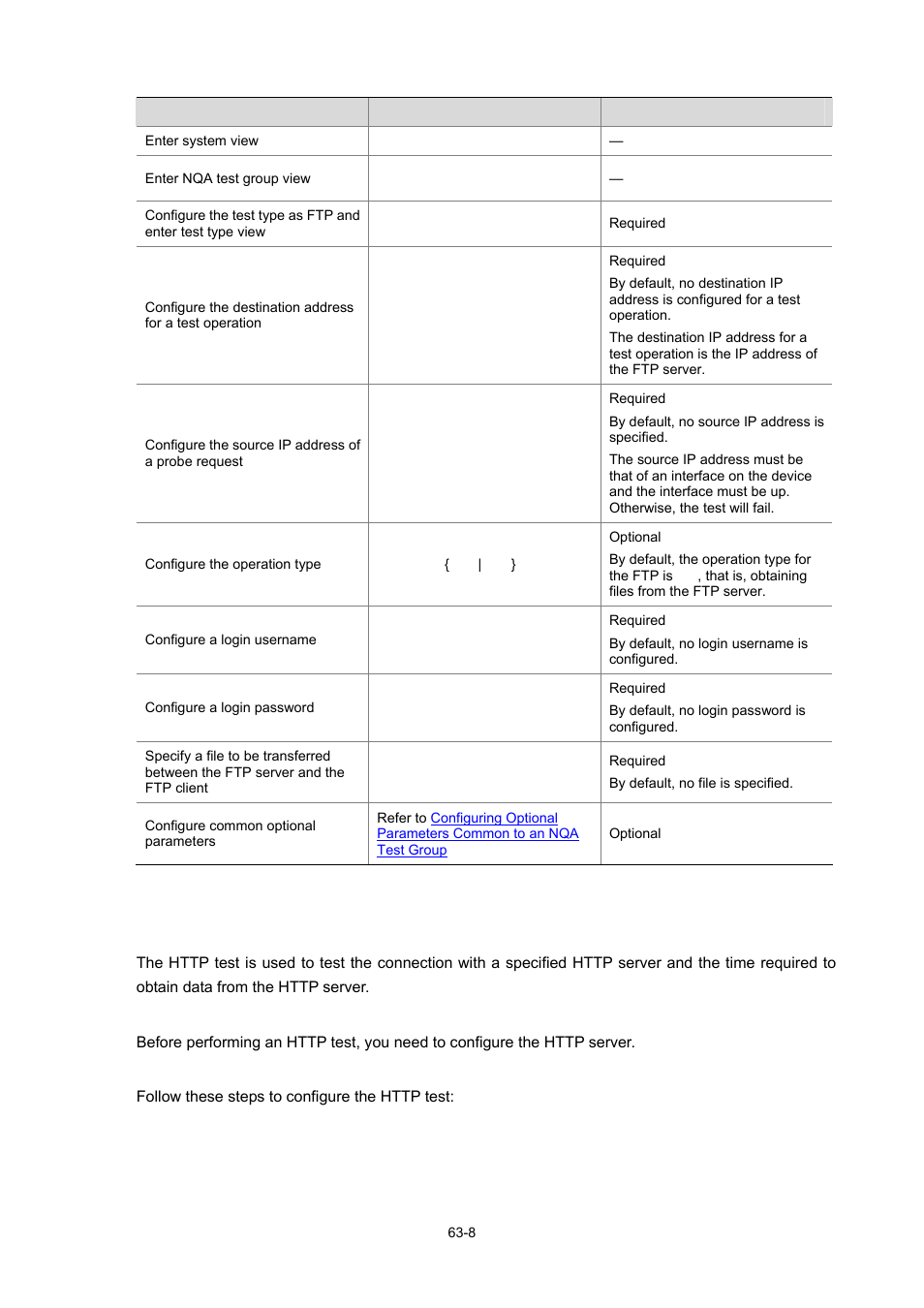 Configuring the http test, Configuration prerequisites | H3C Technologies H3C WX6000 Series Access Controllers User Manual | Page 587 / 678