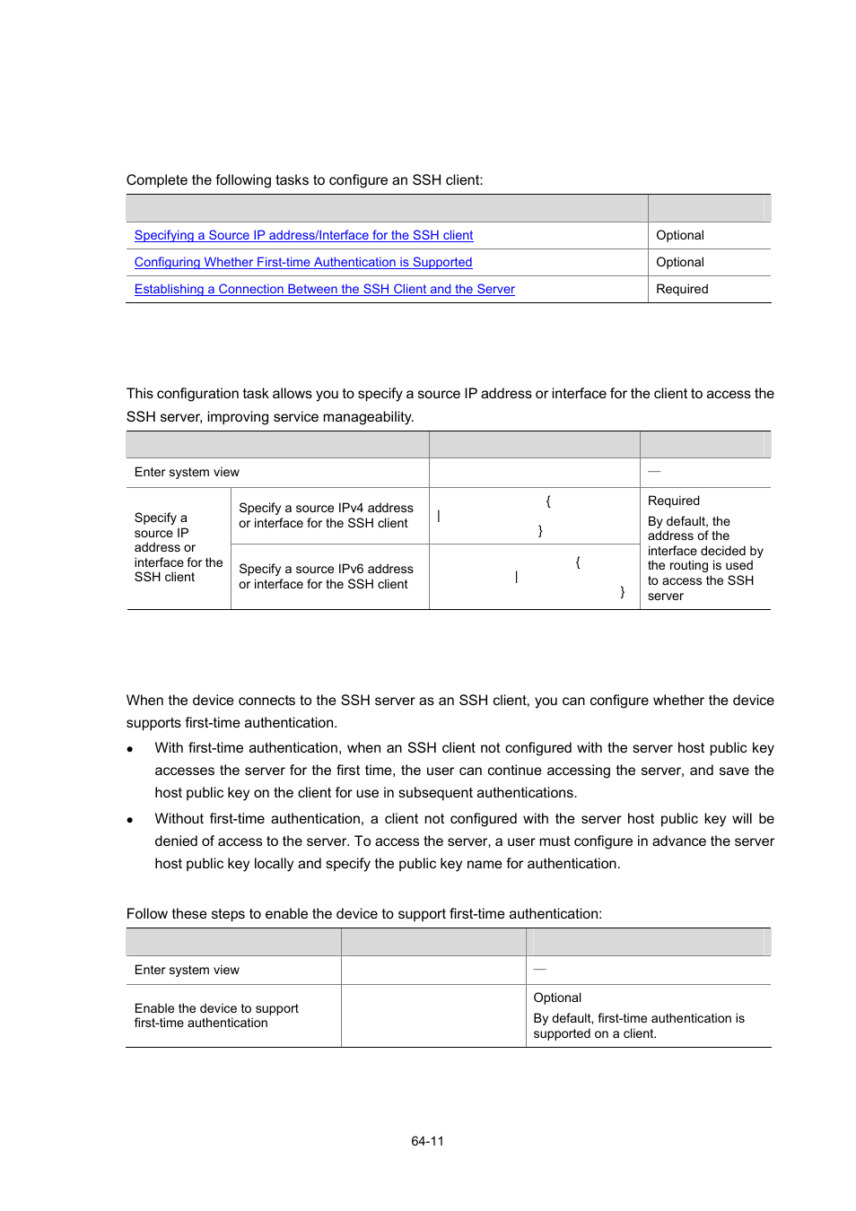 Configuring the device as an ssh client, Ssh client configuration task list | H3C Technologies H3C WX6000 Series Access Controllers User Manual | Page 616 / 678