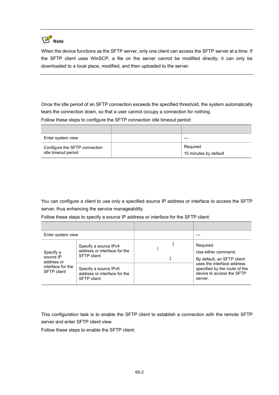 Configuring an sftp client, Establishing a connection to the sftp server | H3C Technologies H3C WX6000 Series Access Controllers User Manual | Page 630 / 678