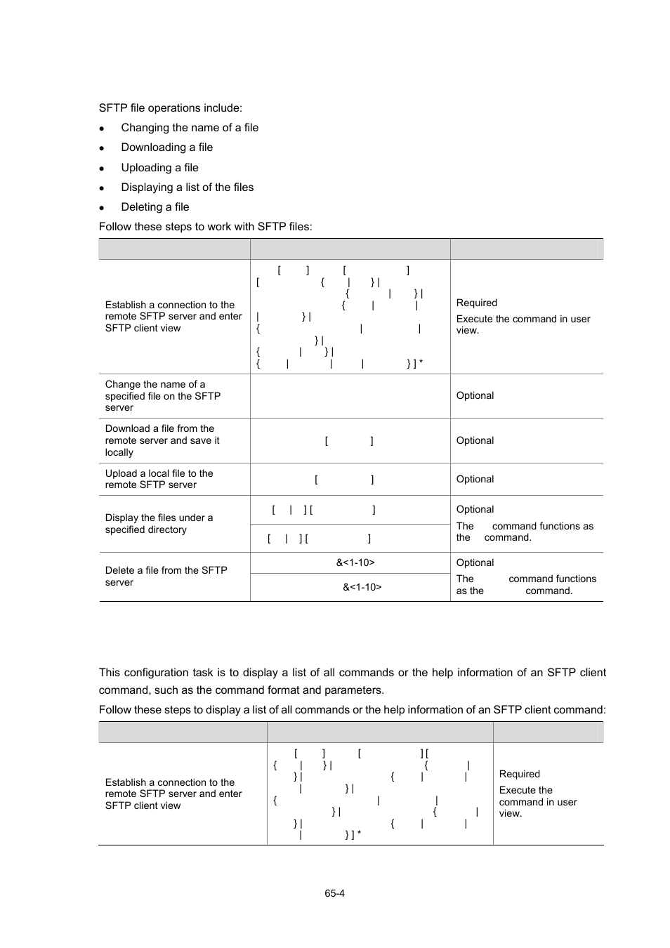 Working with sftp files, Displaying help information | H3C Technologies H3C WX6000 Series Access Controllers User Manual | Page 632 / 678