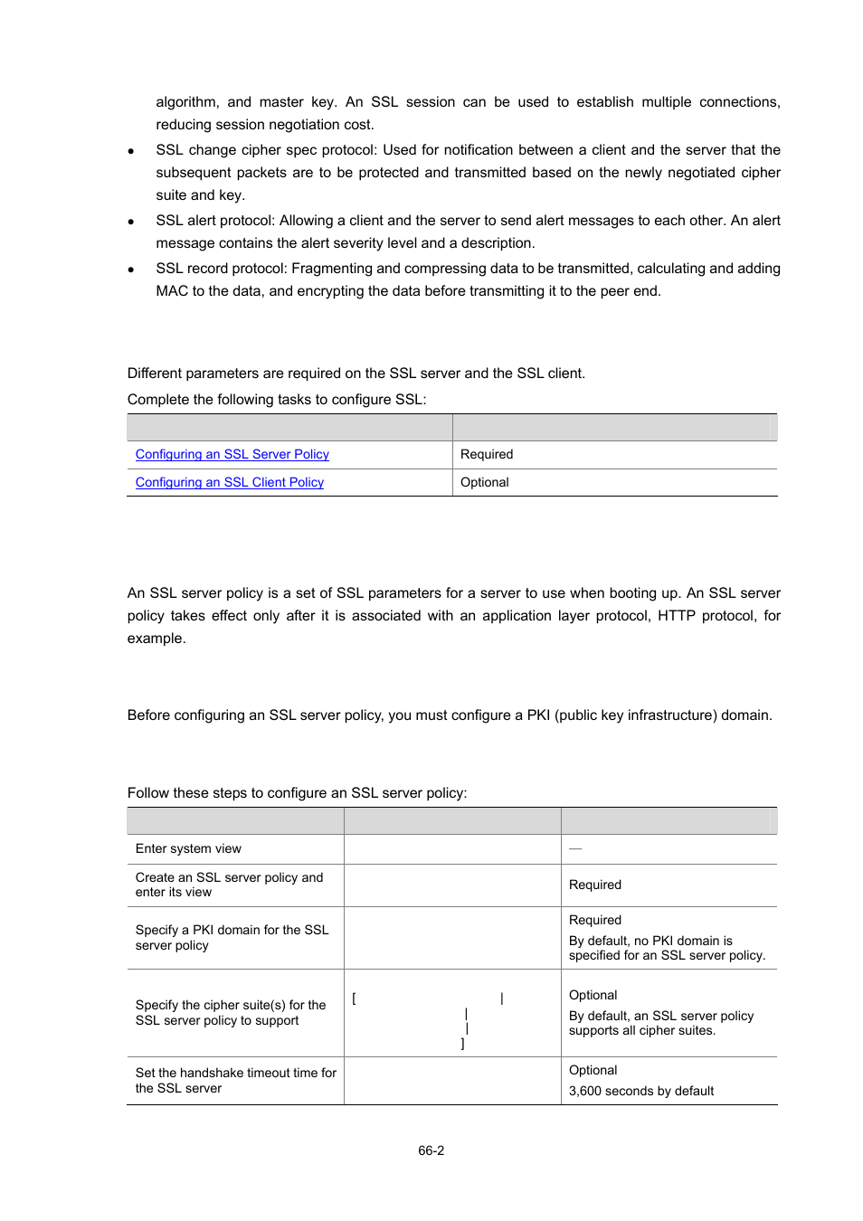 Ssl configuration task list, Configuring an ssl server policy, Configuration prerequisites | Configuration procedure, 2 configuring an ssl server policy, 2 configuration procedure | H3C Technologies H3C WX6000 Series Access Controllers User Manual | Page 638 / 678