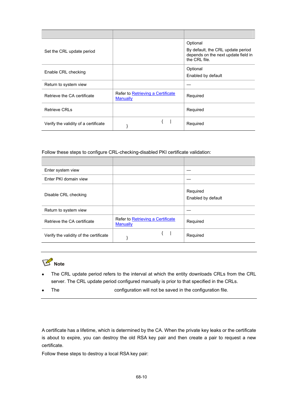 Destroying a local rsa key pair | H3C Technologies H3C WX6000 Series Access Controllers User Manual | Page 657 / 678