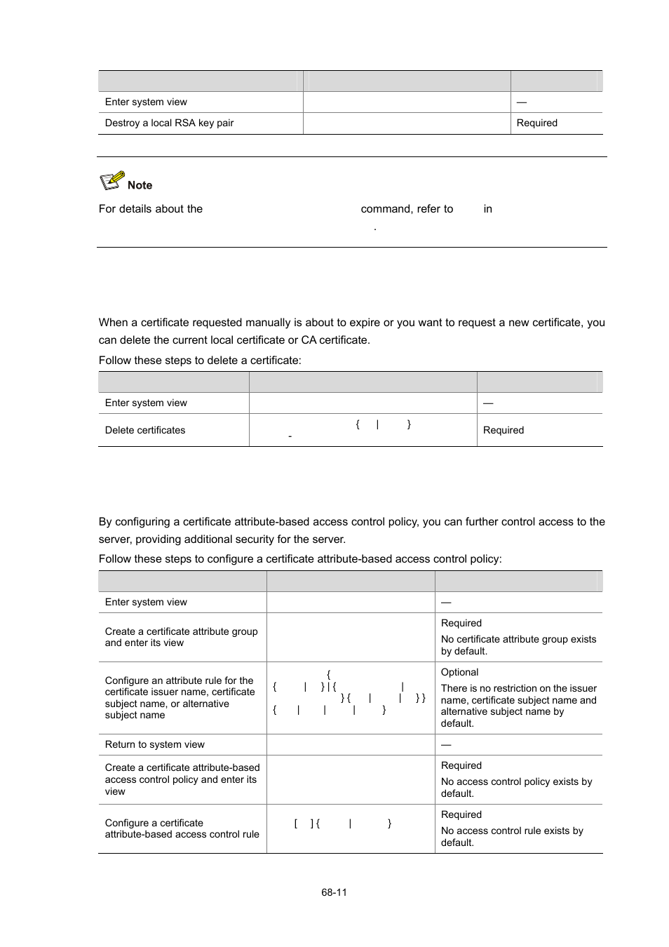 Deleting a certificate, Configuring an access control policy, 11 configuring an access control policy | H3C Technologies H3C WX6000 Series Access Controllers User Manual | Page 658 / 678