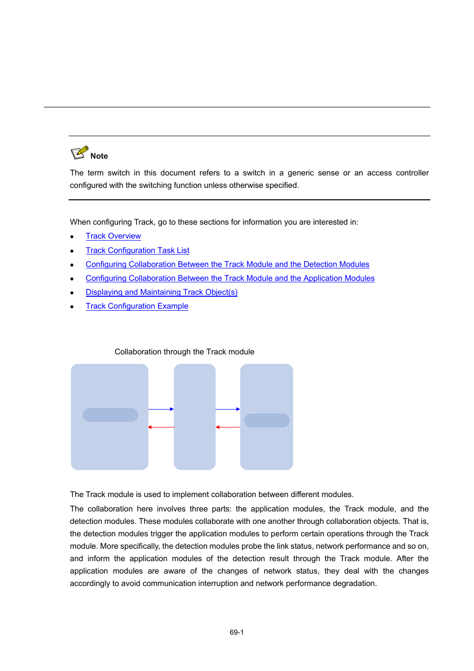 69 track configuration, Track overview, Track configuration | H3C Technologies H3C WX6000 Series Access Controllers User Manual | Page 666 / 678