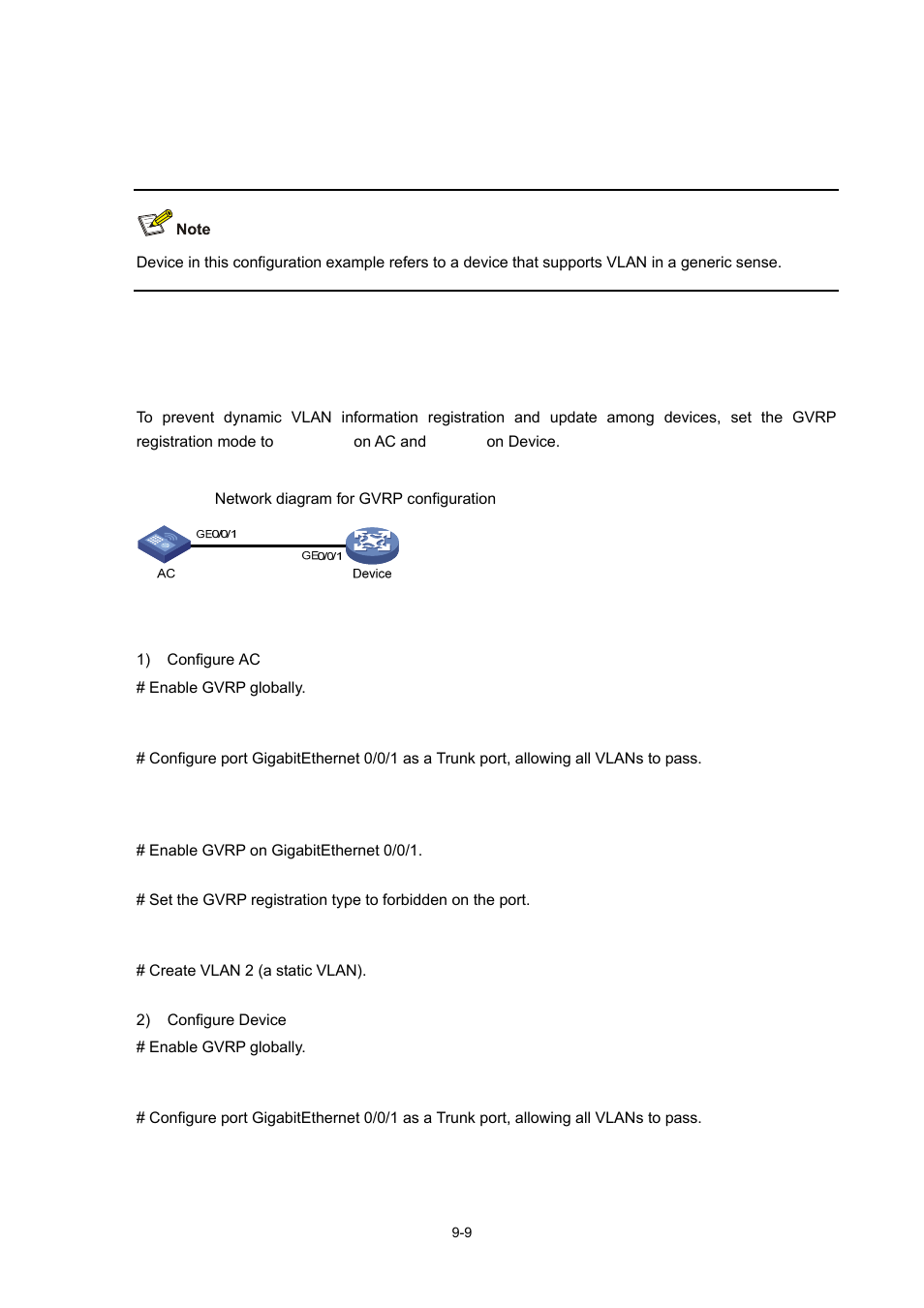 Gvrp configuration example iii, Network requirements, Network diagram | Configuration procedure | H3C Technologies H3C WX6000 Series Access Controllers User Manual | Page 86 / 678