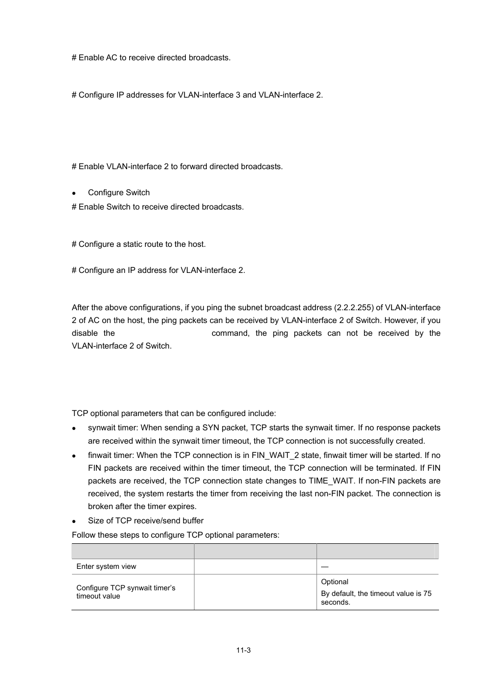 Configuring tcp attributes, Configuring tcp optional parameters | H3C Technologies H3C WX6000 Series Access Controllers User Manual | Page 96 / 678