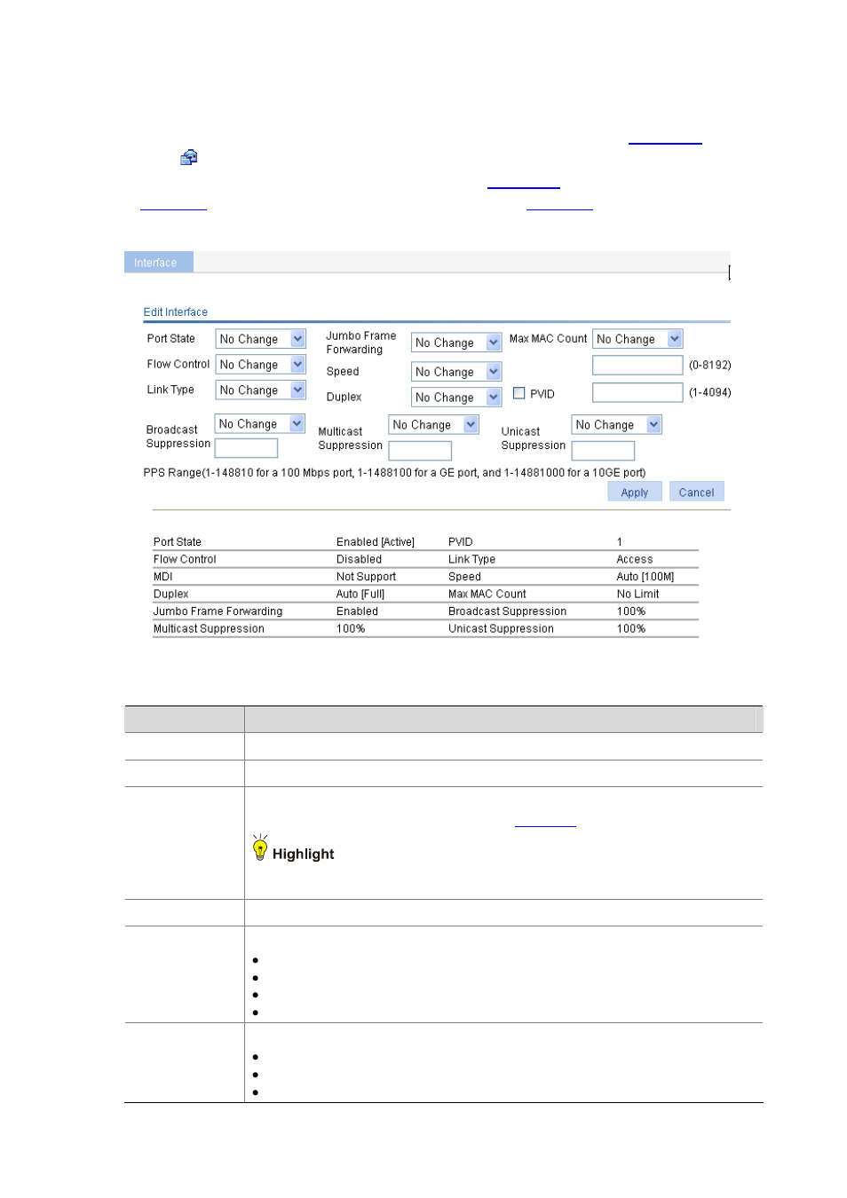 Editing an interface | H3C Technologies H3C WX6000 Series Access Controllers User Manual | Page 108 / 613