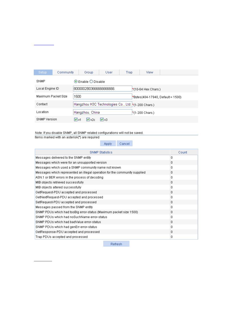 Enabling snmp | H3C Technologies H3C WX6000 Series Access Controllers User Manual | Page 125 / 613