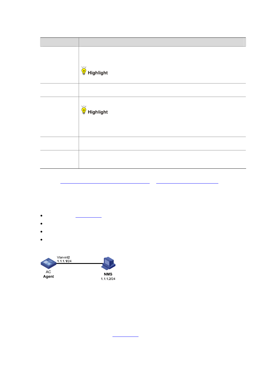 Snmp configuration examples, Network requirements, Configuration procedure | Table 18-8 | H3C Technologies H3C WX6000 Series Access Controllers User Manual | Page 133 / 613