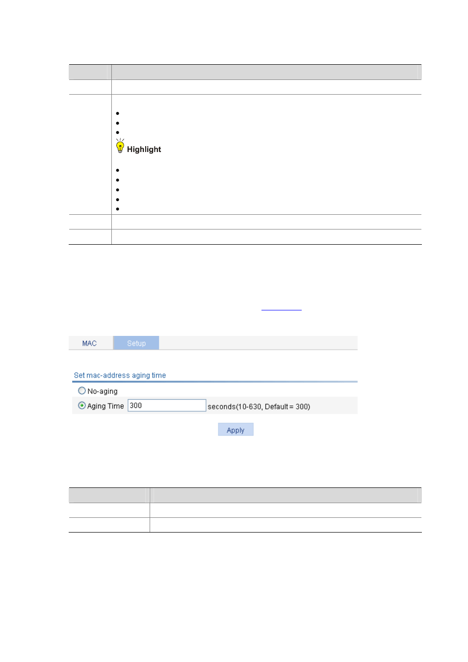 Setting the aging time of mac address entries, Mac address configuration examples, Network requirements | Setting the aging time of mac address entries -4 | H3C Technologies H3C WX6000 Series Access Controllers User Manual | Page 145 / 613