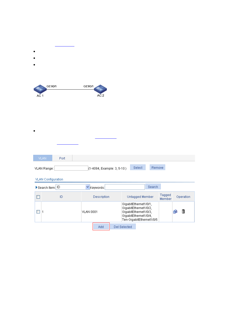 Vlan configuration example, Network requirements, Configuration procedure | H3C Technologies H3C WX6000 Series Access Controllers User Manual | Page 154 / 613