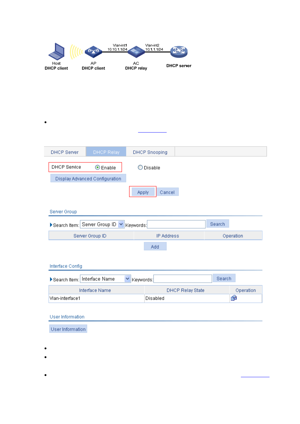 Configuration procedure, Own in, Figure 26-21 | Vlan-inte | H3C Technologies H3C WX6000 Series Access Controllers User Manual | Page 217 / 613