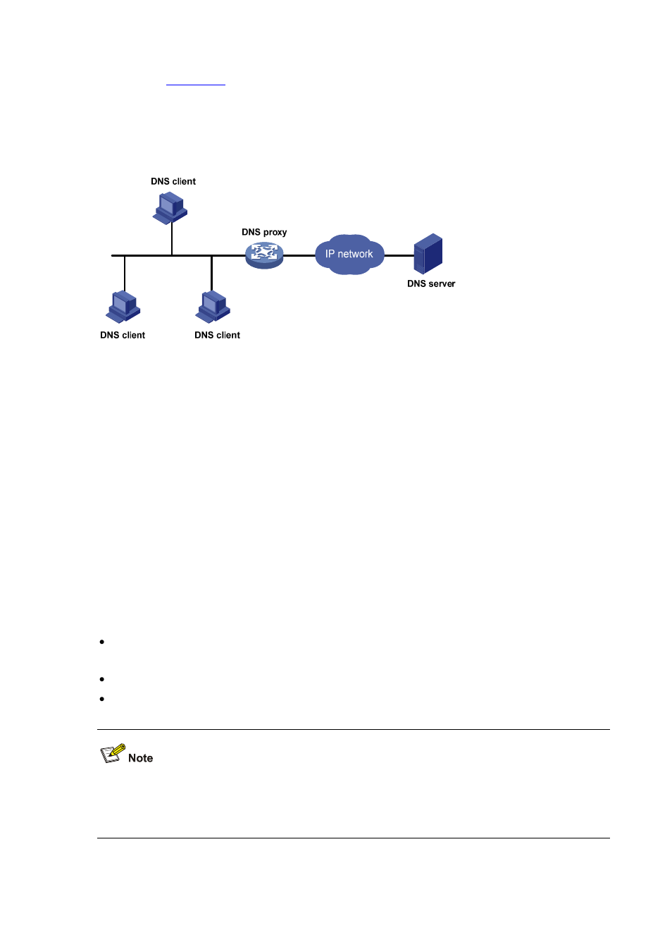 Operation of a dns proxy, Configuring dns, Configuration overview | H3C Technologies H3C WX6000 Series Access Controllers User Manual | Page 228 / 613