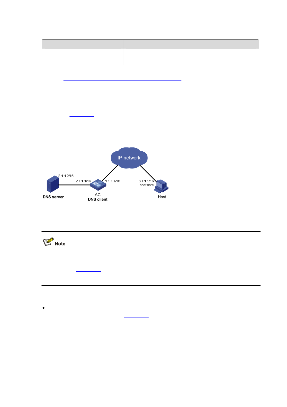 Dns configuration example, Network requirements, Configuration procedure | Table 27-8 | H3C Technologies H3C WX6000 Series Access Controllers User Manual | Page 233 / 613