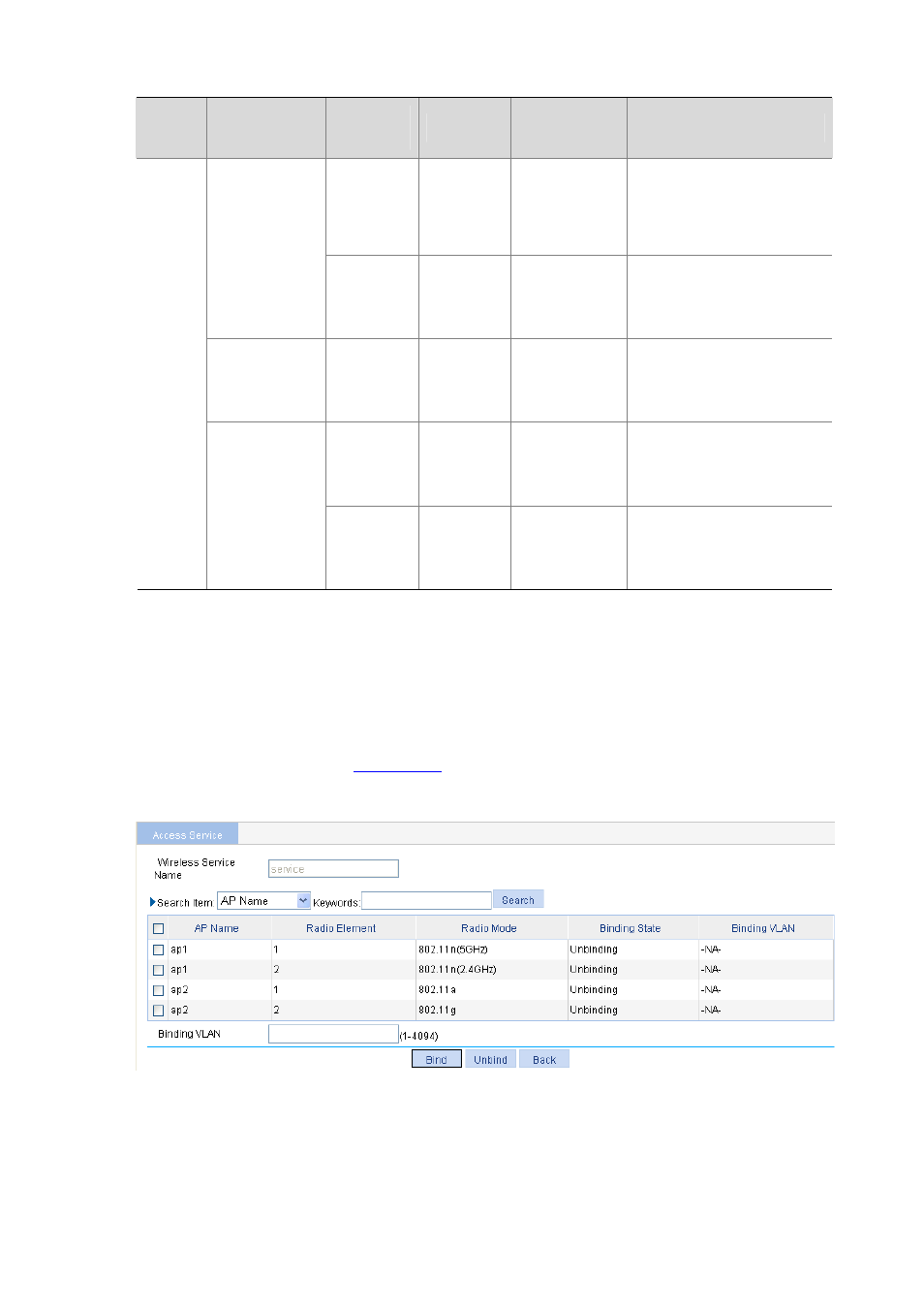 Binding an ap radio to a wireless service, Binding an ap radio to a wireless service -23 | H3C Technologies H3C WX6000 Series Access Controllers User Manual | Page 277 / 613
