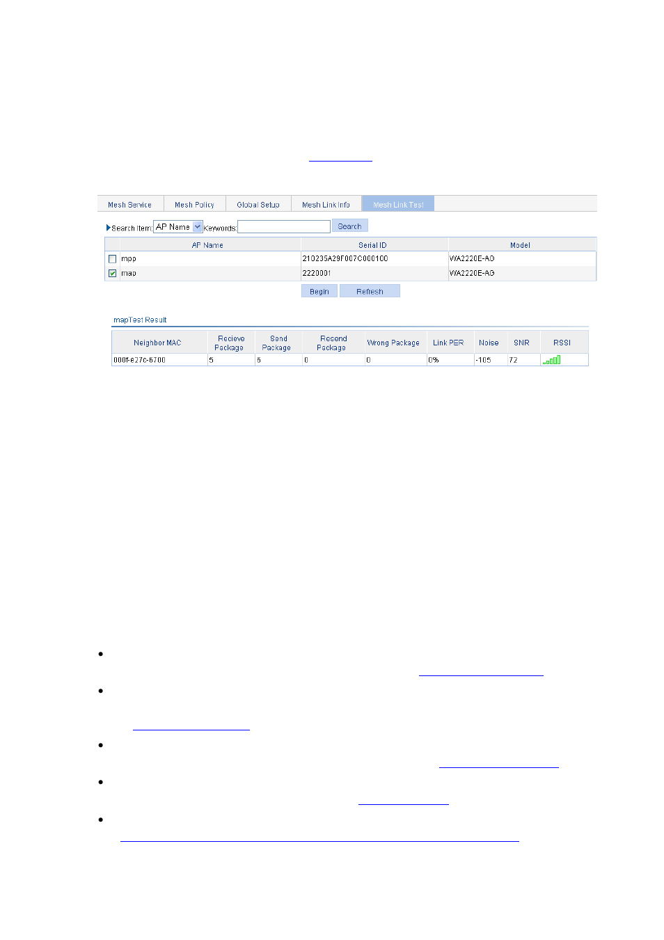 Mesh link test, Wlan mesh configuration examples, Normal wlan mesh configuration example | Network requirements, Normal wlan mesh configuration example -20 | H3C Technologies H3C WX6000 Series Access Controllers User Manual | Page 329 / 613