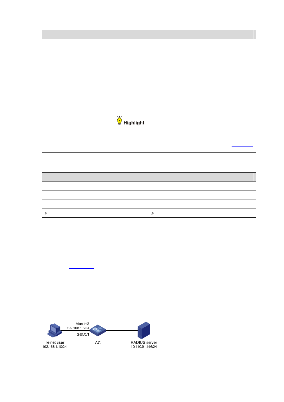 Radius configuration example, Network requirements | H3C Technologies H3C WX6000 Series Access Controllers User Manual | Page 447 / 613