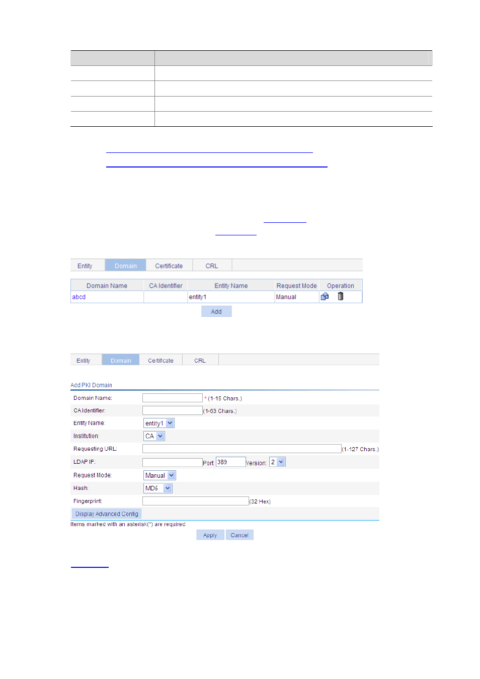 Creating a pki domain | H3C Technologies H3C WX6000 Series Access Controllers User Manual | Page 476 / 613