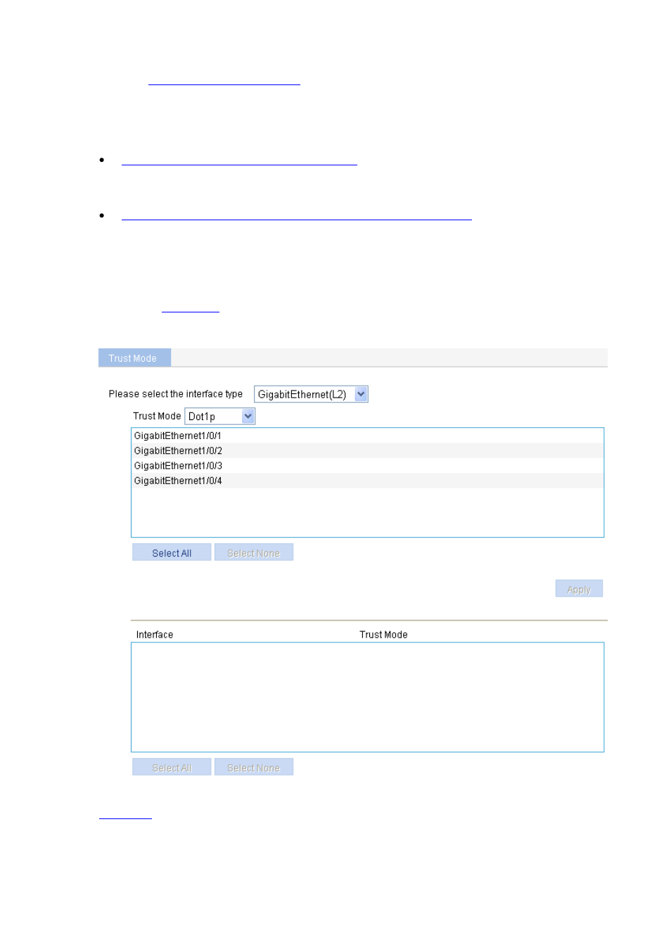 Configuring priority mapping, Configuring priority trust mode for ports in bulk | H3C Technologies H3C WX6000 Series Access Controllers User Manual | Page 538 / 613