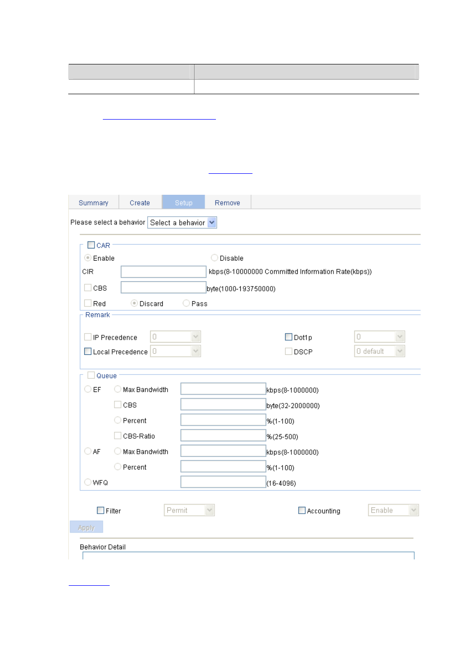 Configuring actions in a traffic behavior, Configuring actions in a traffic behavior -15, Table 46-9 | H3C Technologies H3C WX6000 Series Access Controllers User Manual | Page 544 / 613