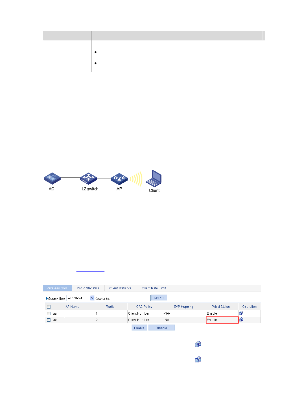 Wireless qos configuration example, Cac service configuration example, Network requirements | Configuration procedure, Cac service configuration example -12 | H3C Technologies H3C WX6000 Series Access Controllers User Manual | Page 572 / 613