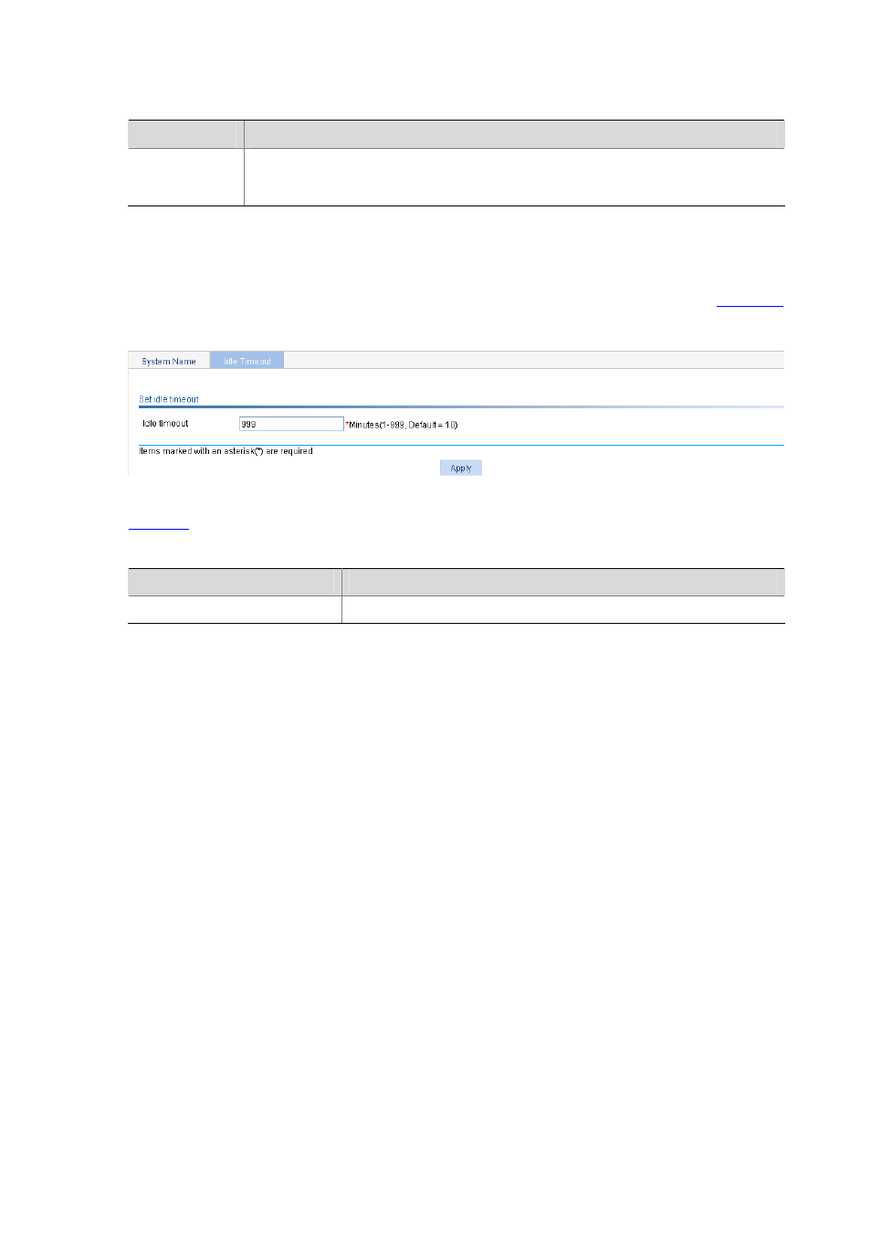 Configuring idle timeout period | H3C Technologies H3C WX6000 Series Access Controllers User Manual | Page 83 / 613