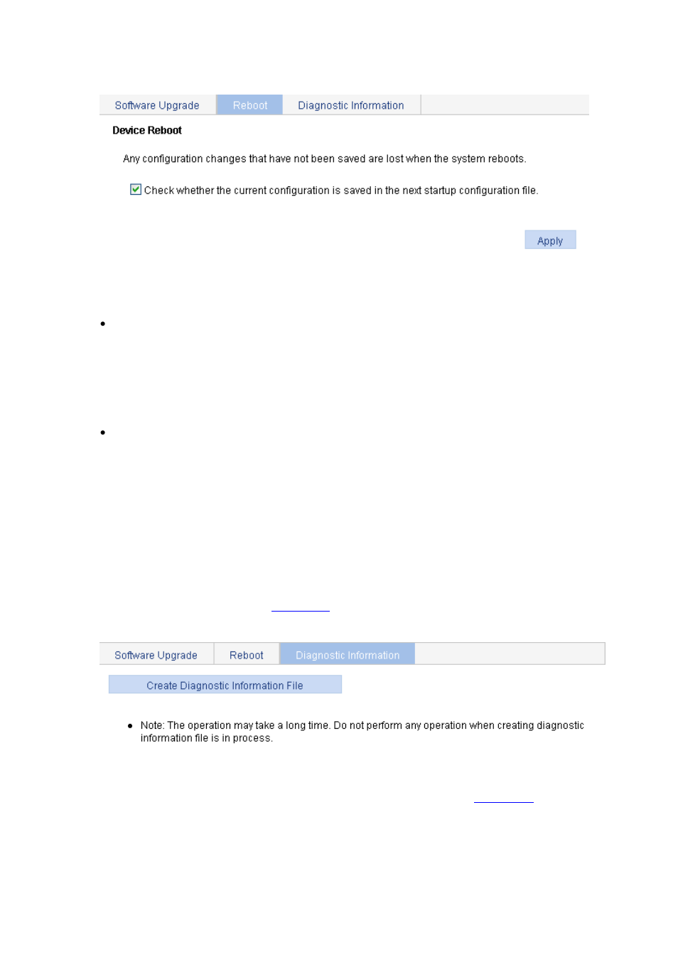 Diagnostic information, Figure 10-2, Click | H3C Technologies H3C WX6000 Series Access Controllers User Manual | Page 86 / 613