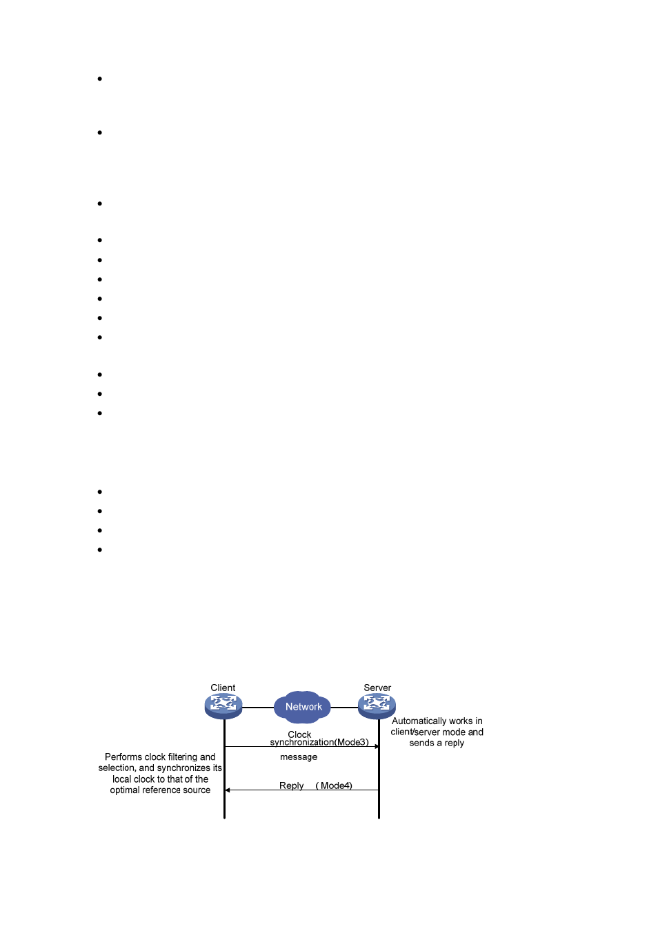 Operation modes of ntp, Client/server mode | H3C Technologies H3C WX6000 Series Access Controllers User Manual | Page 72 / 179