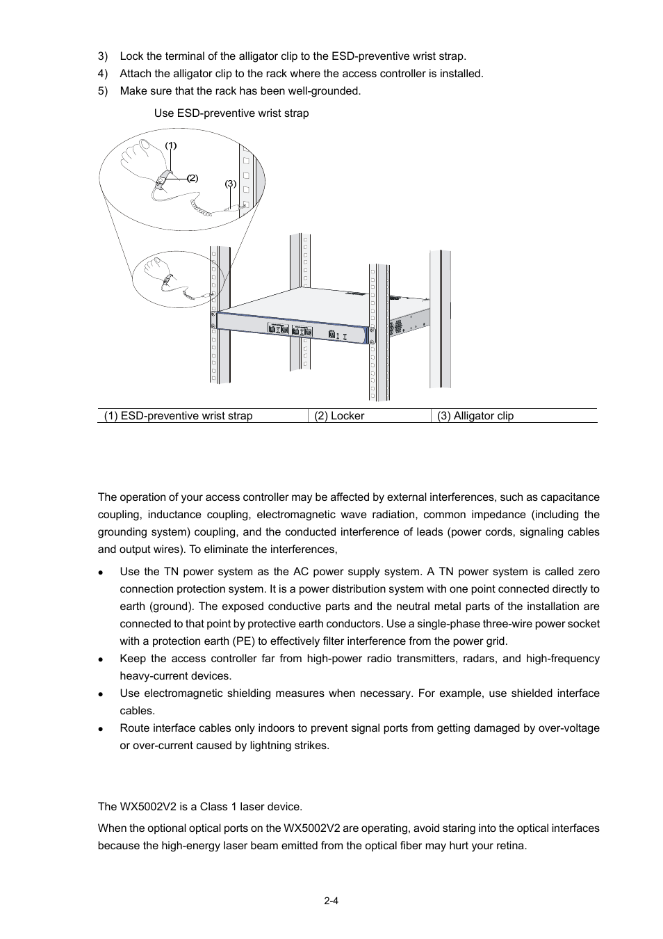 Electromagnetic environment requirements, Laser safety | H3C Technologies H3C WX5000 Series Access Controllers User Manual | Page 19 / 85