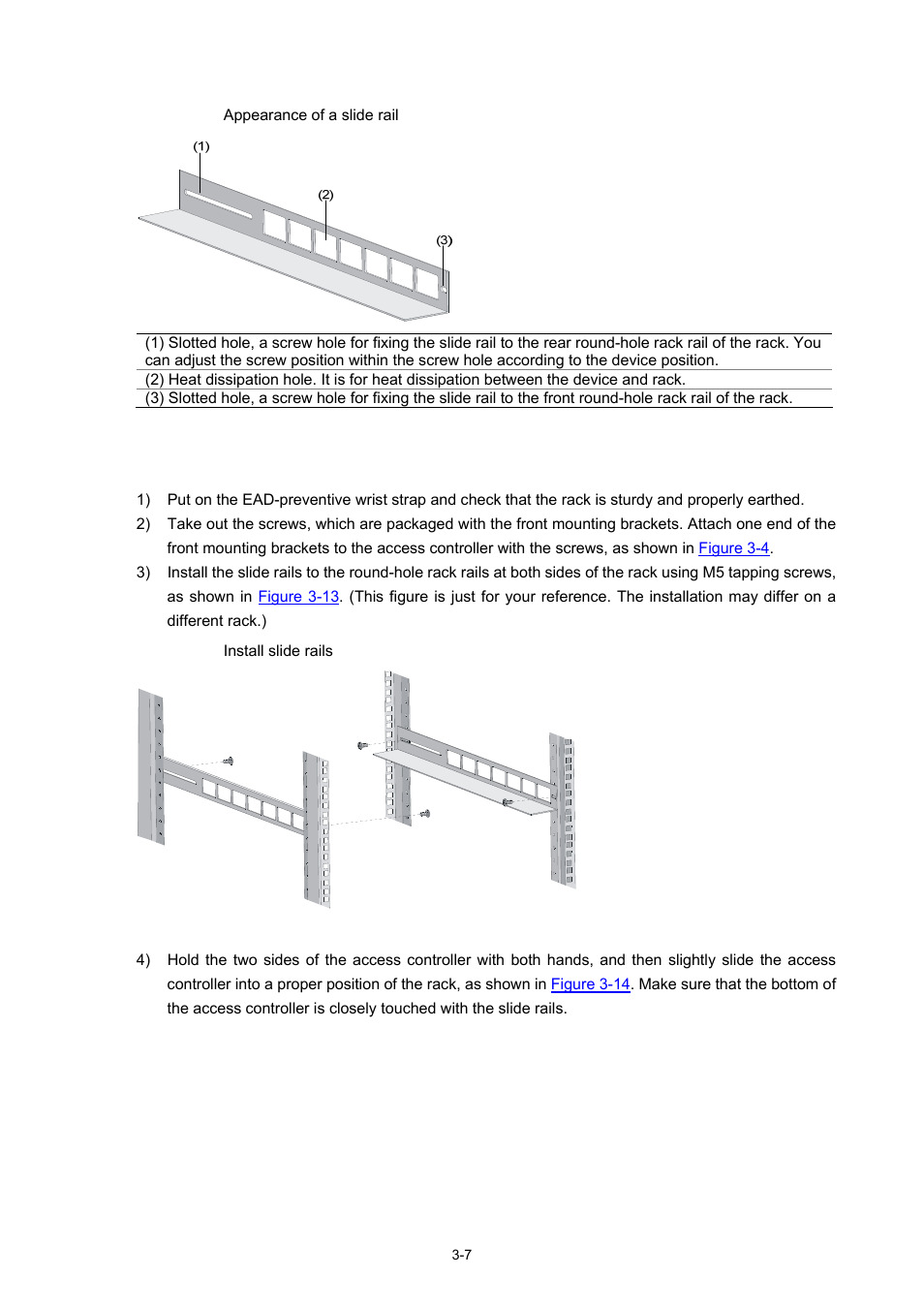 Slide rail appearance, Installation procedure | H3C Technologies H3C WX5000 Series Access Controllers User Manual | Page 27 / 85