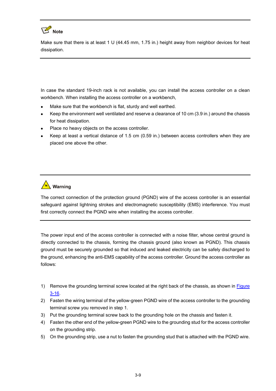 Installing the access controller on a workbench, Connecting the ground wire, When a grounding strip is available | 9 connecting the ground wire | H3C Technologies H3C WX5000 Series Access Controllers User Manual | Page 29 / 85