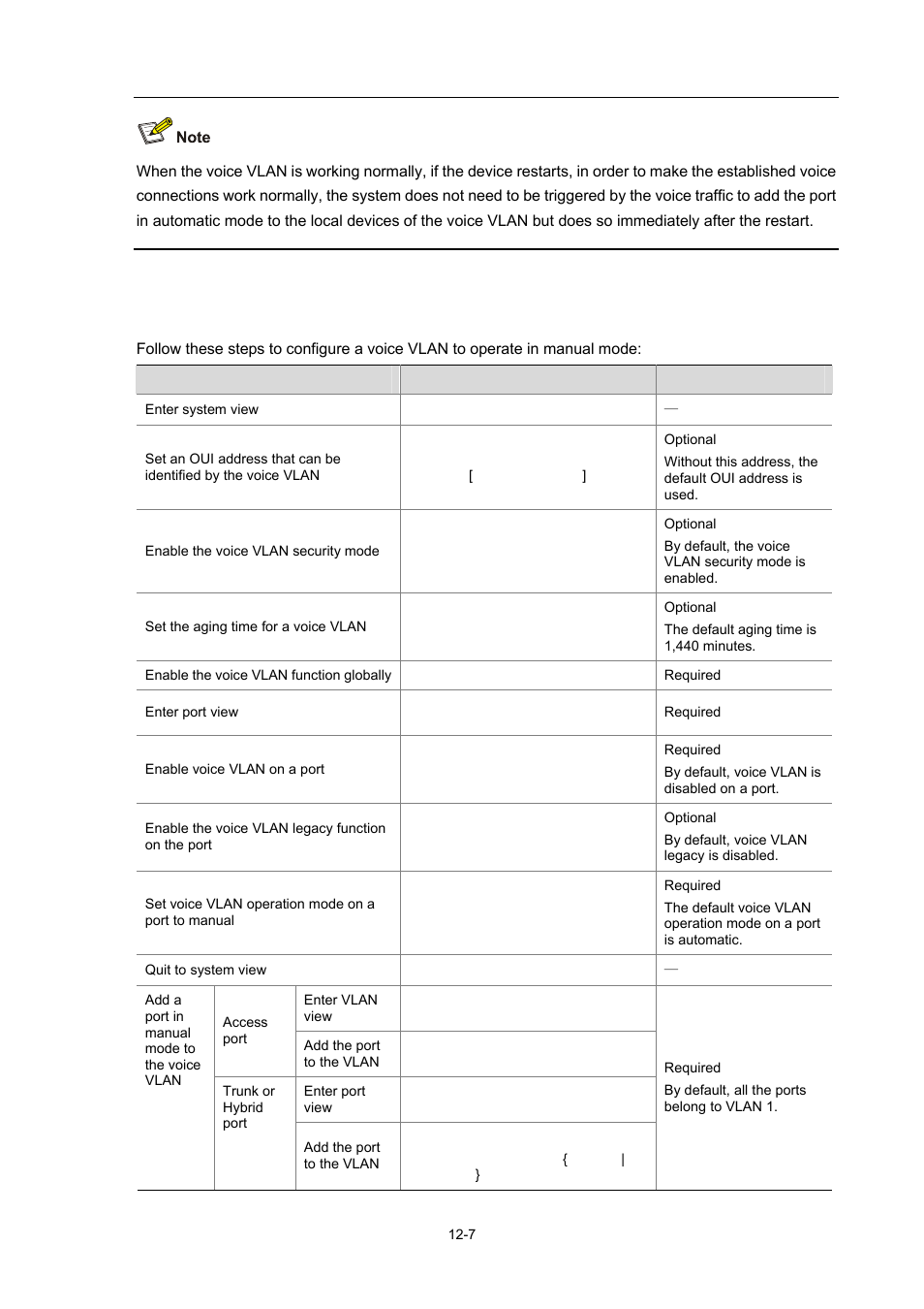 Configuring a voice vlan to operate in manual mode | H3C Technologies H3C WX3000 Series Unified Switches User Manual | Page 102 / 686