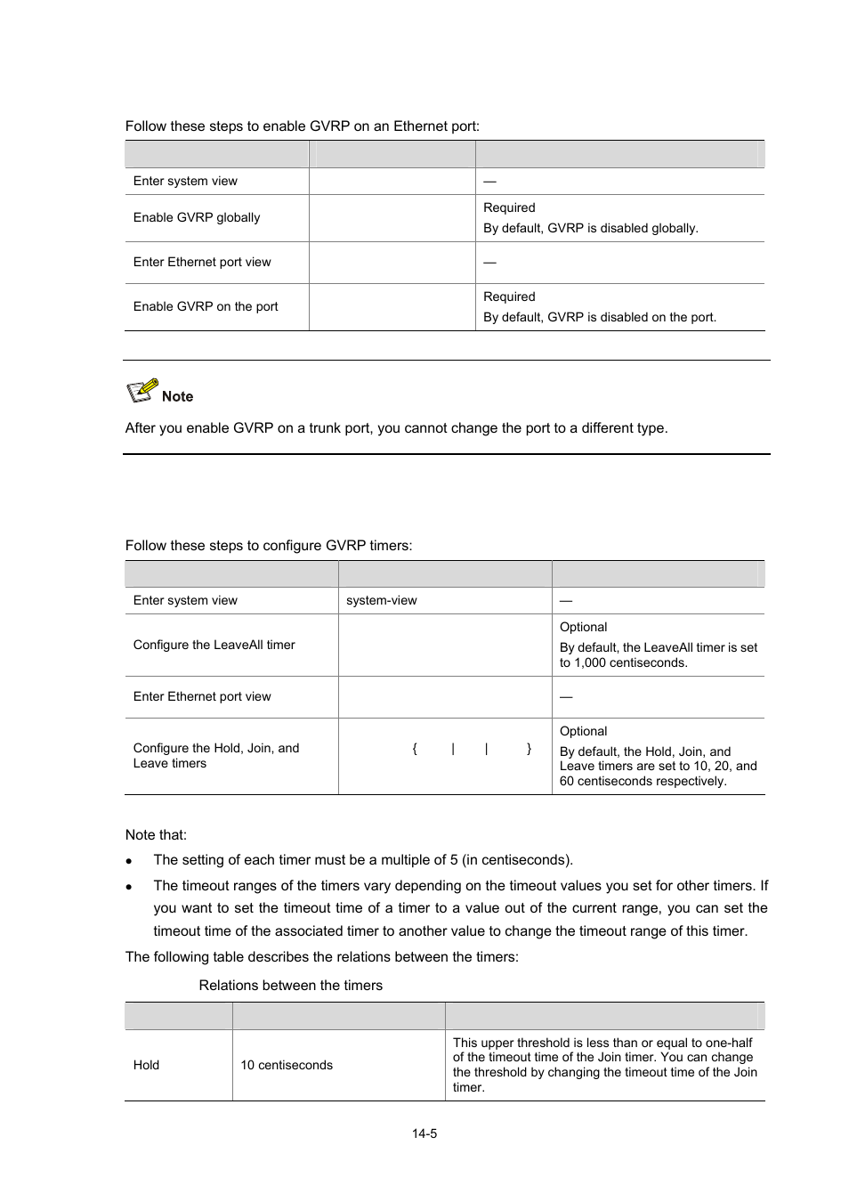 Configuration procedure, Configuring gvrp timers | H3C Technologies H3C WX3000 Series Unified Switches User Manual | Page 111 / 686