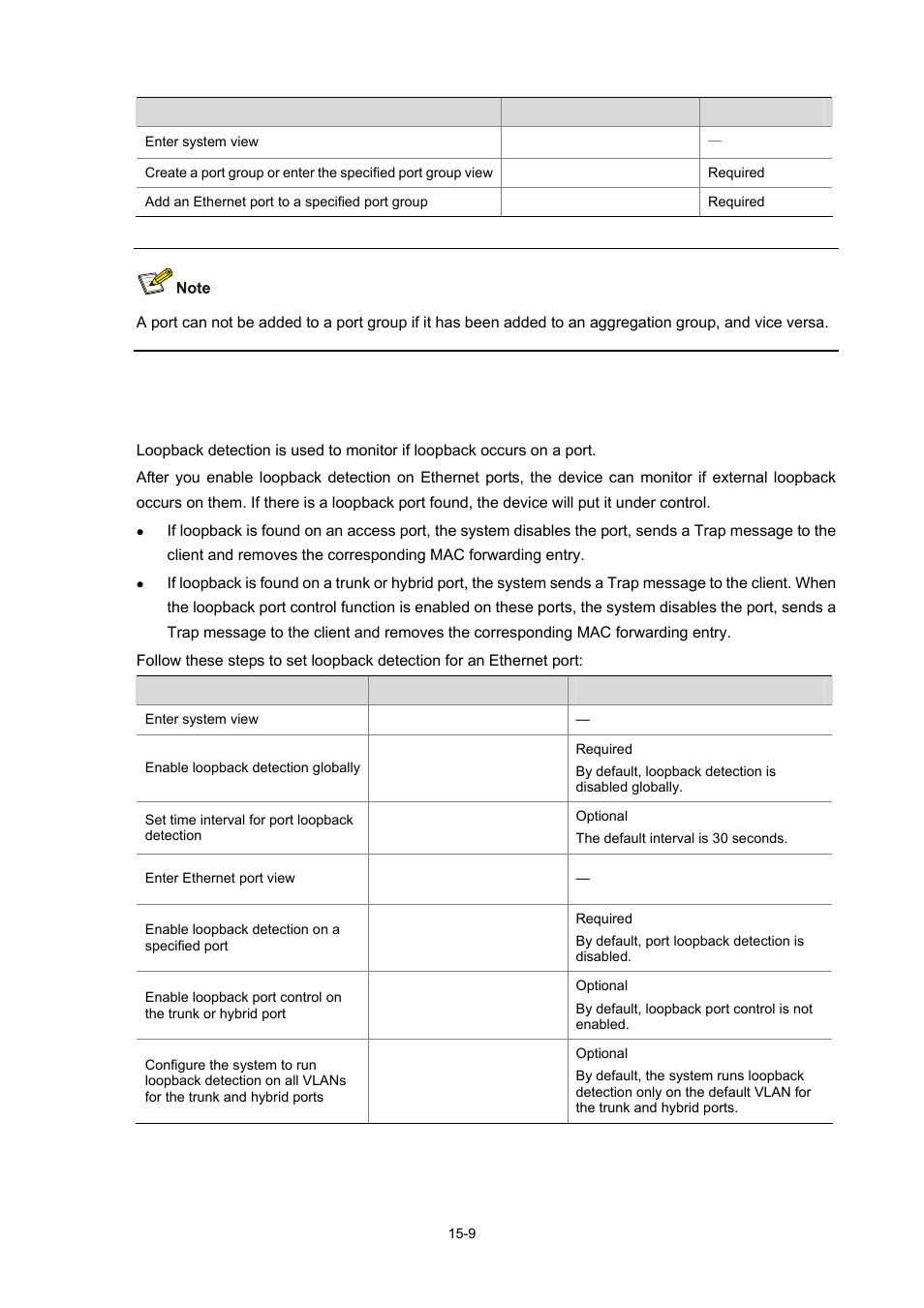 Setting loopback detection for an ethernet port, Setting loopback detection for an ethernet port -9 | H3C Technologies H3C WX3000 Series Unified Switches User Manual | Page 124 / 686