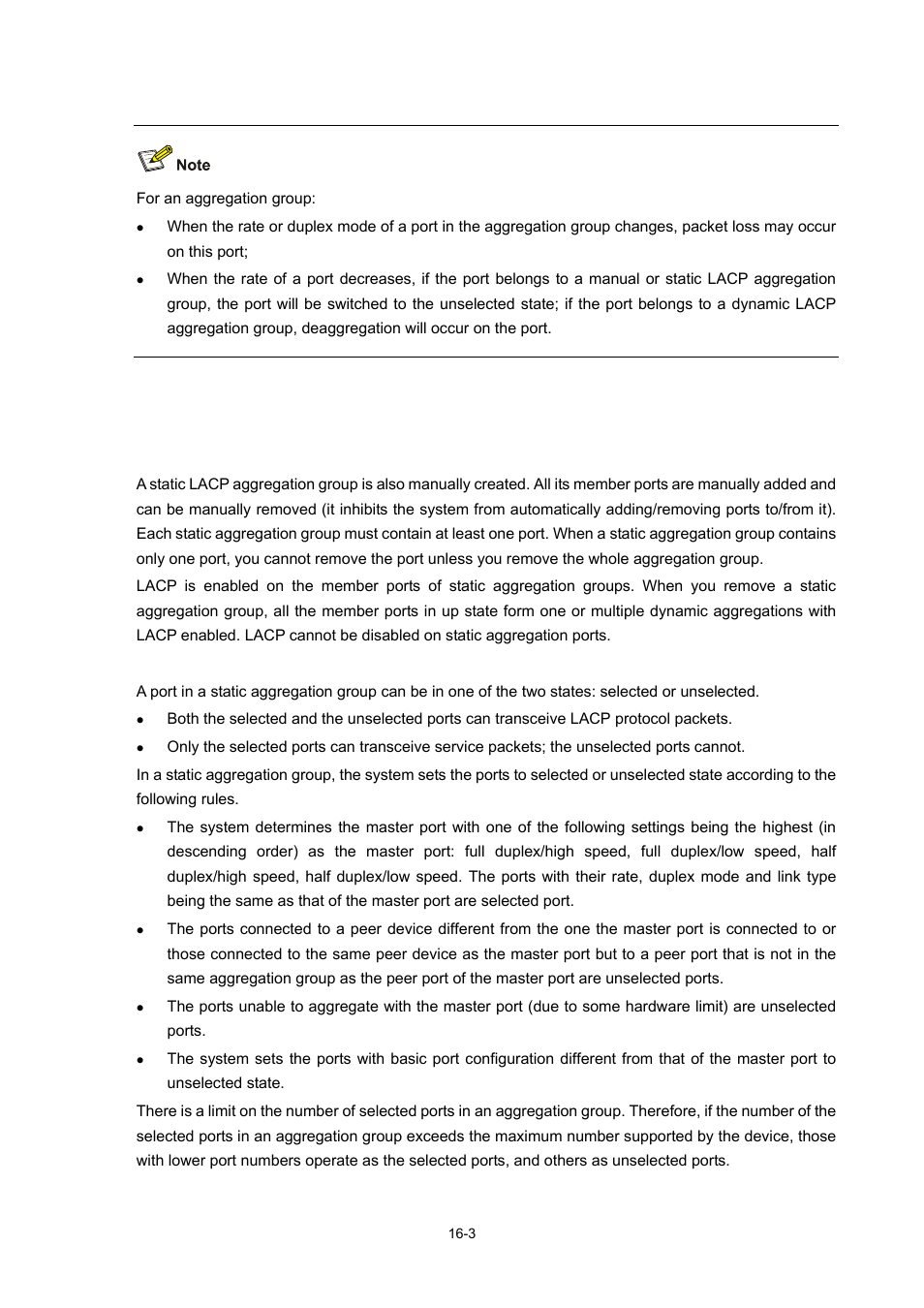 Static lacp aggregation group, Introduction to static lacp aggregation, Port status of static aggregation group | H3C Technologies H3C WX3000 Series Unified Switches User Manual | Page 131 / 686