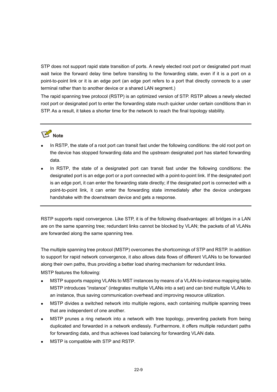 Mstp overview, Background of mstp, Disadvantages of stp and rstp | Features of mstp | H3C Technologies H3C WX3000 Series Unified Switches User Manual | Page 178 / 686