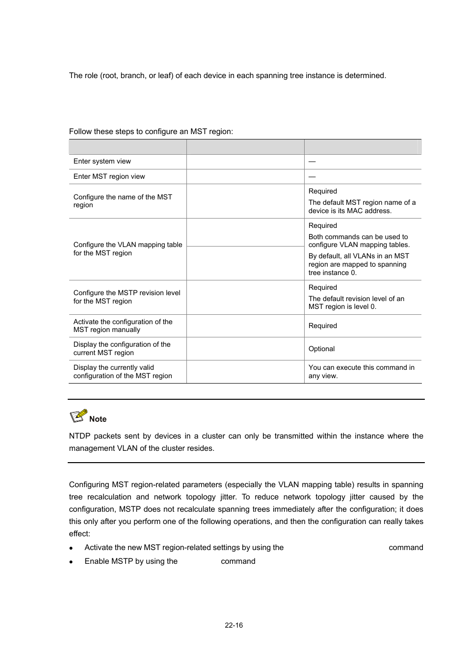 Configuration prerequisites, Configuring an mst region, Configuration procedure | 16 configuring an mst region | H3C Technologies H3C WX3000 Series Unified Switches User Manual | Page 185 / 686