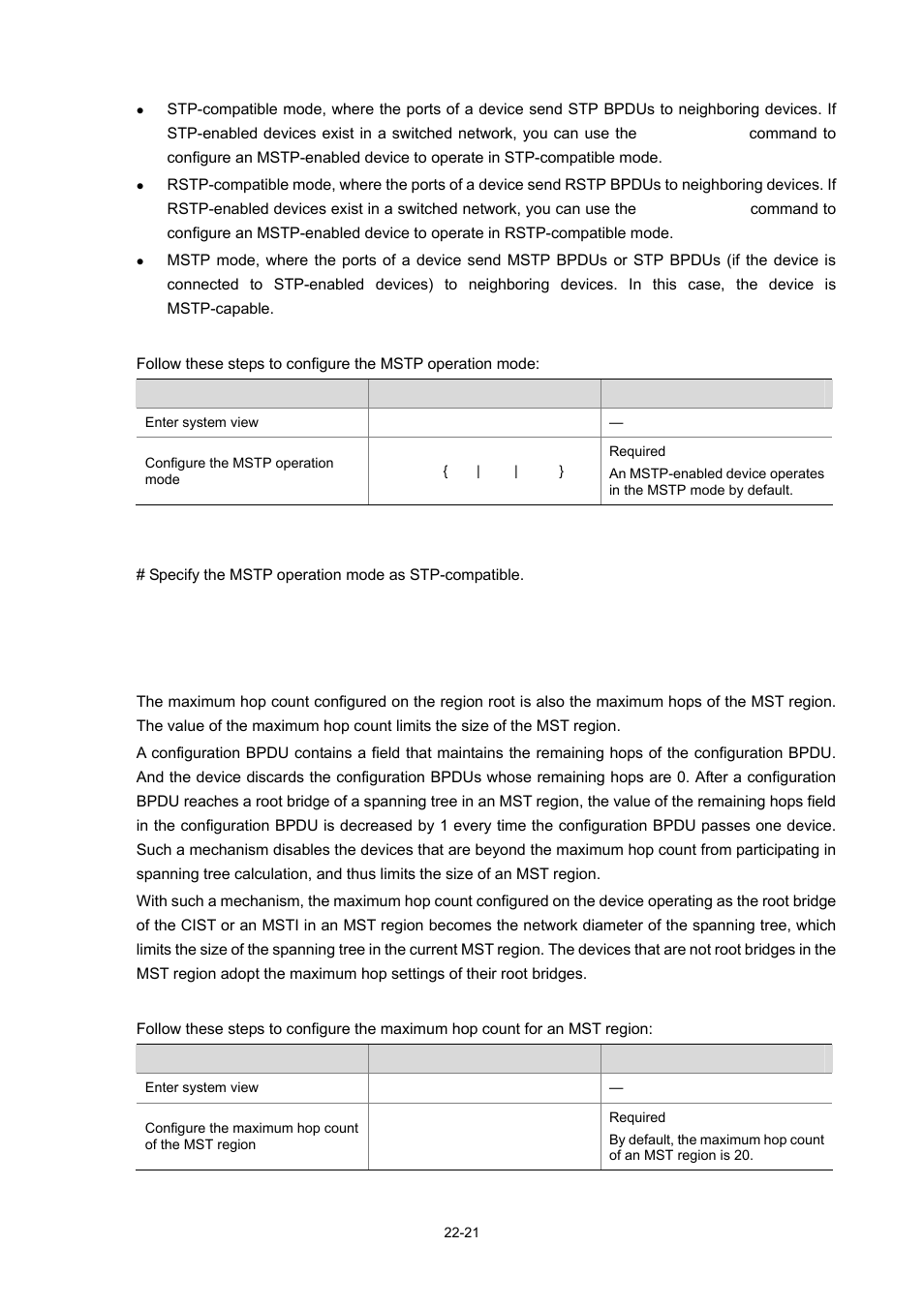 Configuration procedure, Configuration example, Configuring the maximum hop count of an mst region | H3C Technologies H3C WX3000 Series Unified Switches User Manual | Page 190 / 686