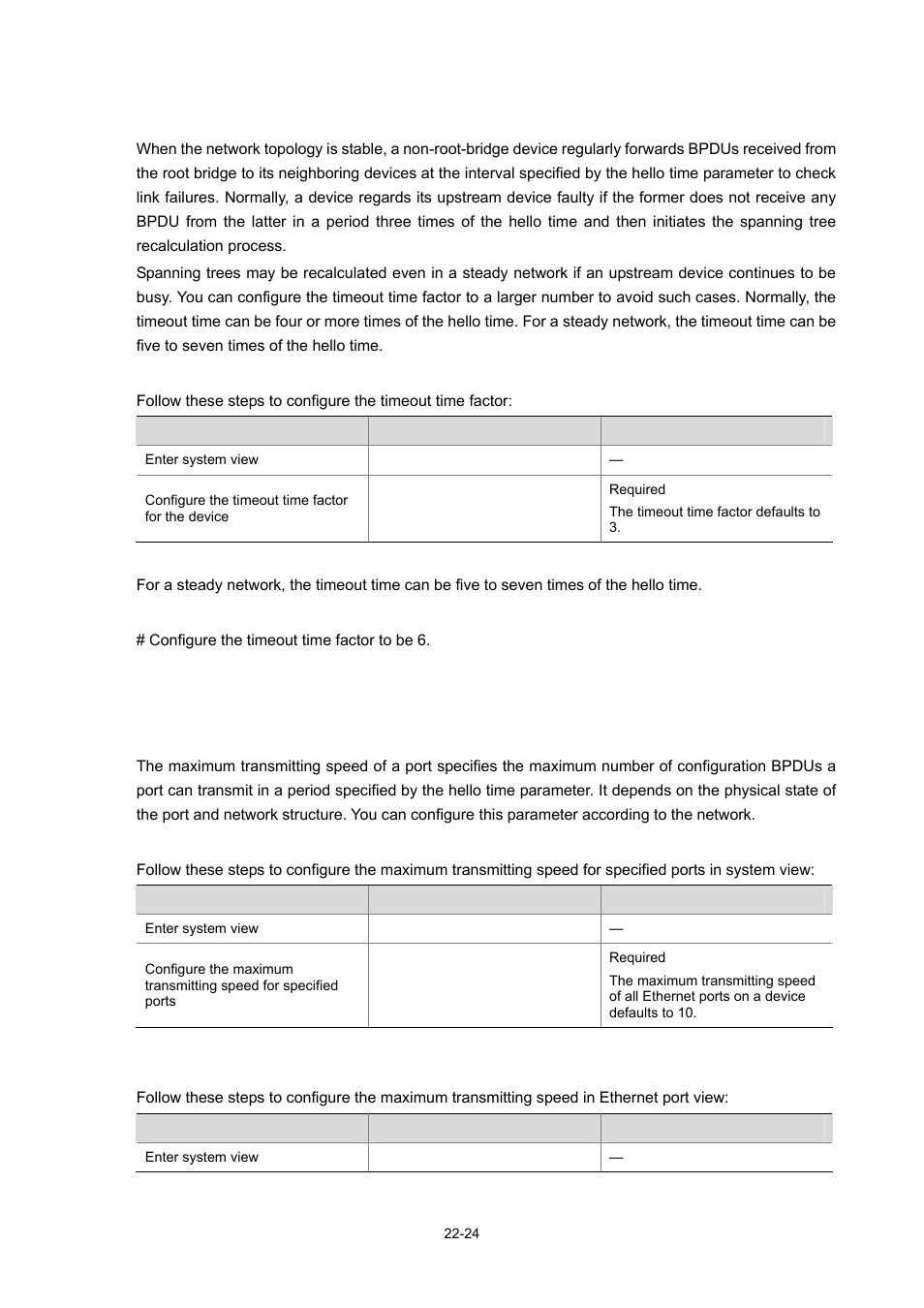 Configuring the timeout time factor, Configuration procedure, Configuration example | H3C Technologies H3C WX3000 Series Unified Switches User Manual | Page 193 / 686