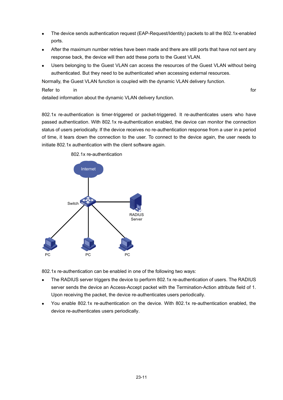 Enabling 802.1x re-authentication | H3C Technologies H3C WX3000 Series Unified Switches User Manual | Page 228 / 686